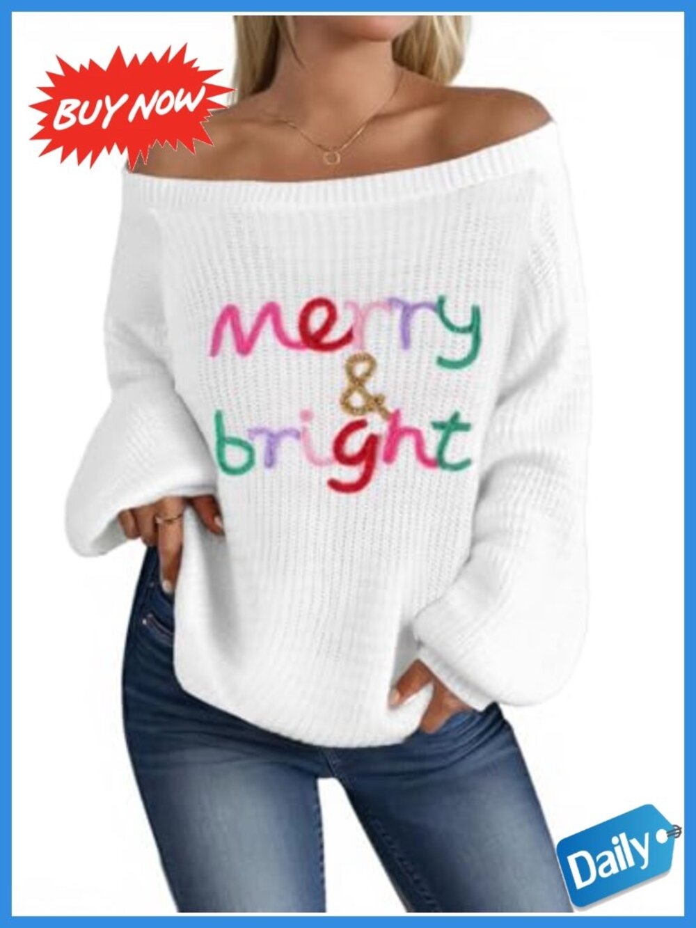Women's Striped Off Shoulder Oversized Pullover Sweater Acrylic